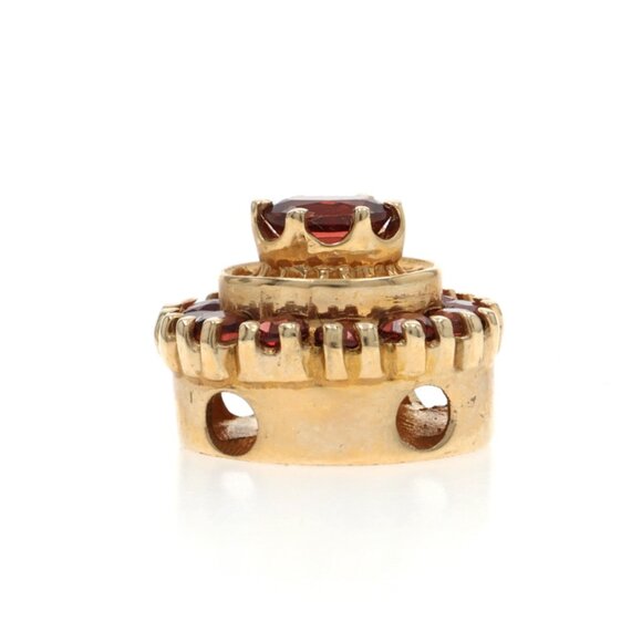 Richard Klein Garnet Halo Slide Charm - Yellow Gold 14k Oval & Rd 1.45ctw Floral - Picture 2 of 4